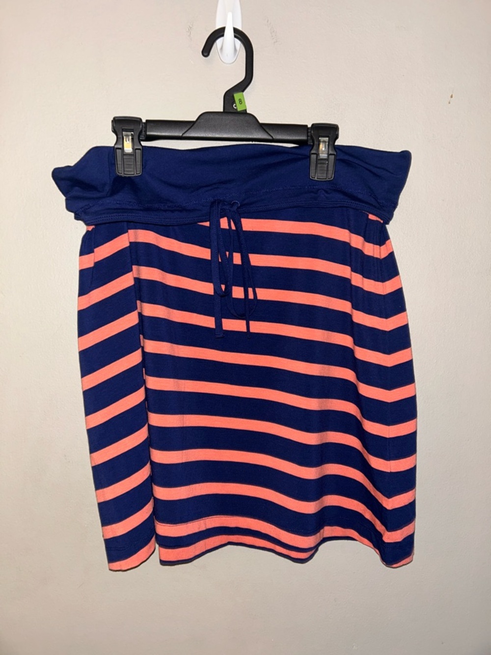 Lole Skirt - coral/blue striped lightweight fold over waist